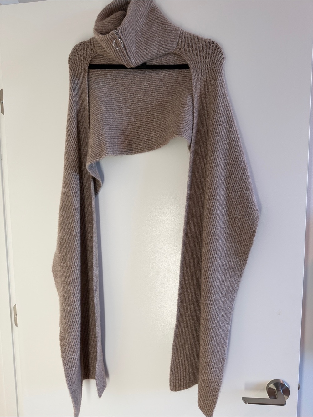 Zara Taupe Knit Turtleneck Scarf Cape - Picture 2 of 2